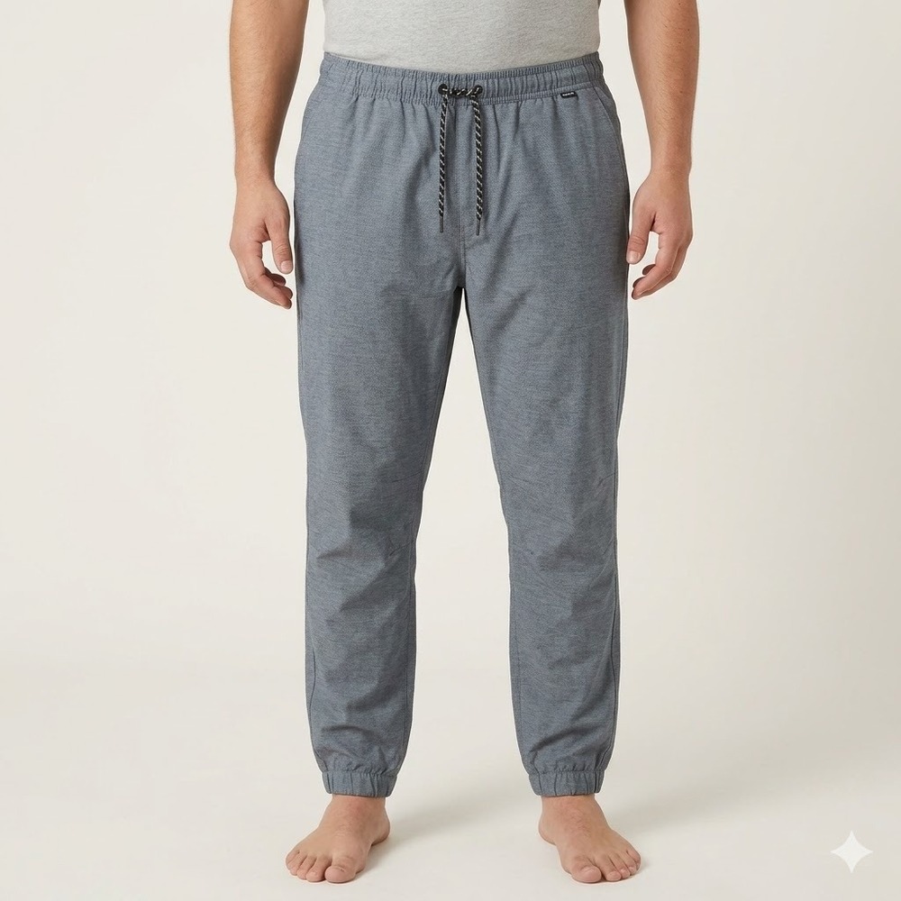 Hurley HFA24VMB Heathered Jogger Pants Drawstring Waist XL Blue